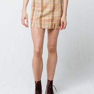 Sky and Sparrow Cream Yellow plaid Pencil Mini Skirt size small